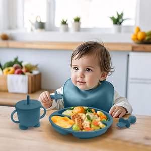 Ensemble d'alimentation pour bébé en silicone personnalisé, best-seller, pour nouveau-nés de 0 à 12 mois, cadeau, assiettes, sans PVC, sans BPA, crabes, lapins, écureuils - Product Image 5