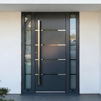 Portes pivotantes principales en acier et aluminium noir pour l'entrée extérieure de la maison, modèle économique pour la sécurité de la maison