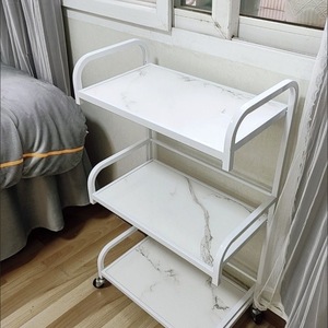Chariot de salon de coiffure en or blanc de luxe, chariot à outils portable moderne de haute qualité à 3 niveaux avec roues - Product Image 5