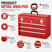 Armoire à outils verrouillable à 3 tiroirs, peinte en rouge, OEM, fournie directement par l'usine, pour les mécaniciens automobiles