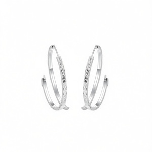 Orecchini a Cerchio E4265 in Oro Bianco, Design Geometrico Unisex, Stile Classico, Gioielli in Lega - Product Image 1