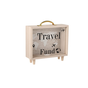 Hucha de madera para viajes, caja de ahorro decorativa con <span class=keywords><strong>mapa</strong></span> <span class=keywords><strong>del</strong></span> <span class=keywords><strong>mundo</strong></span>, regalo para amantes de los viajes - Product Image 2
