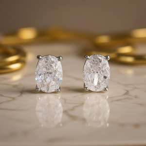 Orecchini a lobo con diamante taglio ovale E2813, montatura a griffe, gioielli classici unisex di alta qualità - Product Image 2