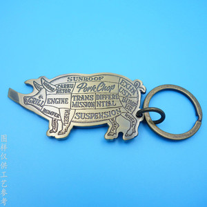 Décapsuleur en métal personnalisé en forme de cochon, porte-clés en laiton antique, accessoire pour clés de voiture, cadeau - Product Image 3