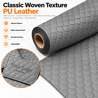 Cuir PU professionnel personnalisé à motif tissé classique, cuir synthétique géométrique 3D pour patch en cuir, emballage de boîte cadeau, étui de téléphone
