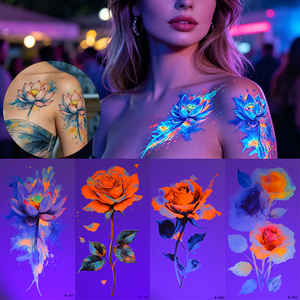 Pegatinas <span class=keywords><strong>de</strong></span> Mariposas Luminosas, Fluorescentes, Reactivas a los Rayos UV, Resistentes al Agua, <span class=keywords><strong>Tatuajes</strong></span> Temporales <span class=keywords><strong>de</strong></span> Papel Neón, OEM - Product Image 5