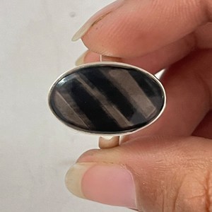 Natural Midnight <b>Obsidian</b> Silver Ring <b>Obsidian</b> Gemstone Oval Shape Midnight <b>Obsidian</b> Jewelry for Women Everyday Day - Product Image 5