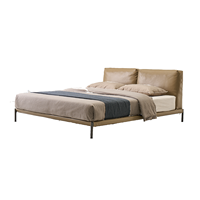 Grands Möbel Kingsize Verstellbares Bett Minimalistisches Kunstleder-Polsterbett Eichenholzrahmen Umweltfreundliches Luxus-Hotel-Heim-Bett