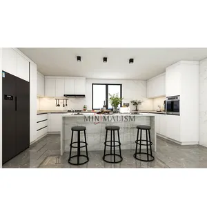 2022 Australia Home Wood RTA colore bianco armadio modulare personalizzato armadio da cucina italiano lucido Set completo Design moderno
