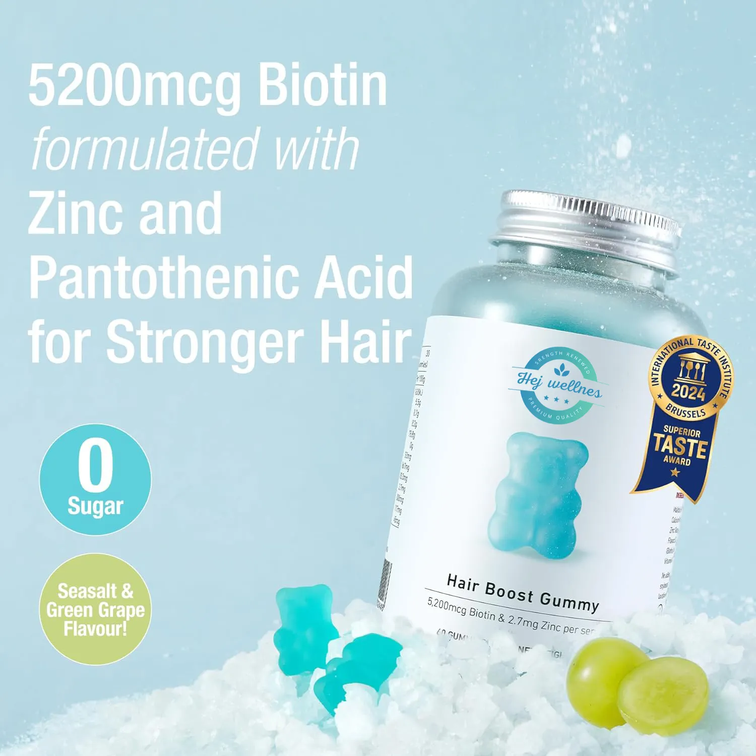 ऑर्गेनिक बायोटिन जिंक फोलिक एसिड समुद्री नमक गमी मल्टीविटामिन बियर विटामिन सी हेयर ग्रोथ गमियां बालों के झड़ने को कम करने में मदद करती हैं