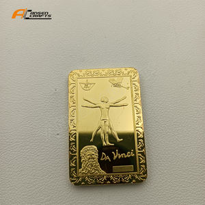 Leonardo <span class=keywords><strong>Da</strong></span> <span class=keywords><strong>Vinci</strong></span> Mona Liza <span class=keywords><strong>Bar</strong></span> 1OZ Lingote de pieza de arte chapado en oro - Product Image 2