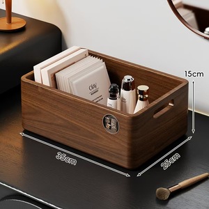 Solid Wood Storage <b>Box</b> Walnut Desktop Organizer Large Small Size <b>Makeup</b> Storage Container Eco Friendly Cosmetic Holder - Product Image 3