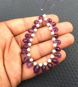 Impressionnant qualité 1 brin naturel rose améthyste pierre précieuse à facettes forme de larme perles Briolette février pierre de naissance - Product Image 4