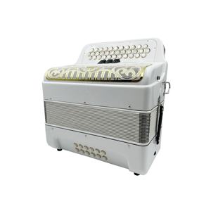 أكورديون دياتونيك سيساوند 34 زر 12-Bass 3-سجلات جسم أبيض ساطع مع شواية ذهبية أزرار بيضاء JB3412C مصنوعة من الخشب - Product Image 5