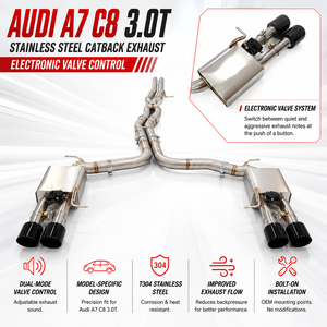 Venta Directa de Fábrica <span class=keywords><strong>ING</strong></span> para Audi A7 C8 3.0T, Silenciador Catback de Acero Inoxidable con Válvula, Tubos de Escape de Alto Rendimiento - Product Image 1