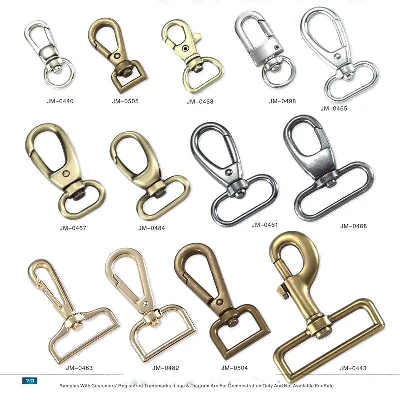 Spring Climbing Carabiner Hooks Custom logo rotatable Swivel Metal Dog bag snap hook for Bag luggage and pet collar hardware set