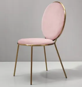 Wuye Neue Produkte Großhandel Einfaches Design Rosa Samt Gold Farbe Edelstahl Bein Esszimmers tuhl