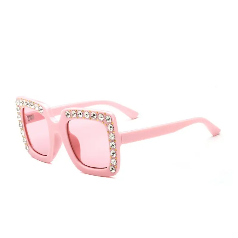 Designer Kids Sunglasses Girls Rhinestone Uv Protection 2022 Pink Black Children Sun Glasses Square Summer Accessories