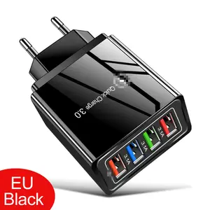 새로운 디자인 빠른 충전기 4 USB 포트 충전기 삼성 태블릿 QC 3.0 빠른 벽 충전기 미국 EU 영국 플러그 어댑터 아이폰