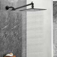 Pommeau de douche carré OEM ultra-plat de 12 pouces en acier inoxydable 304 noir