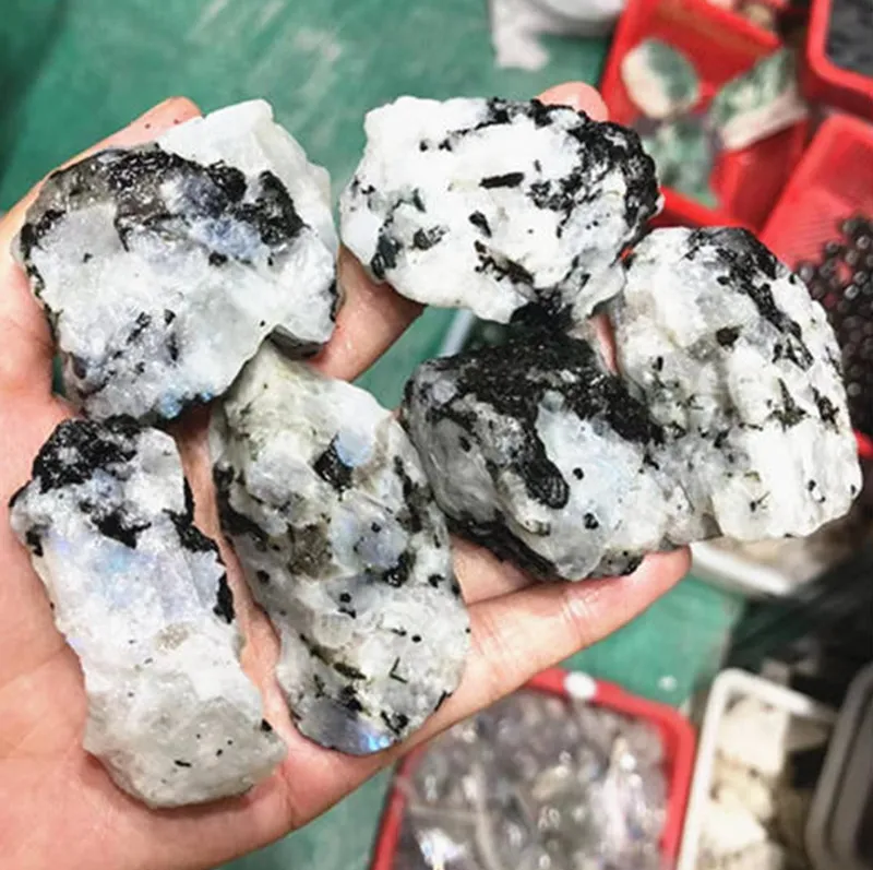 Atacado cristal rochas crus pedras cristais cura pedras granel azul moonstone áspero