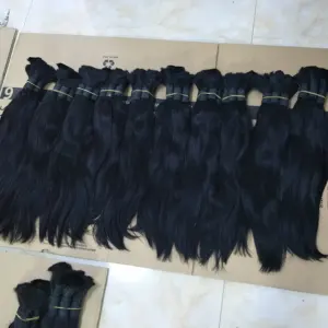 100% Human Braiding Hair Bulk Machine Made Remy Straight India Hair Bulk long length 100g Natural Blonde Hair Black Color 22"