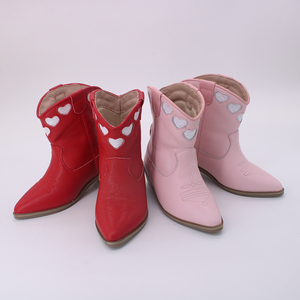 Cowboy Boot Western Leather Boot Heart Cowgirl Boot Girl Casual <strong>Shoe</strong> Low Heel Vintage Boot Custom Winter Custom Boot For Woman - Product Image 2