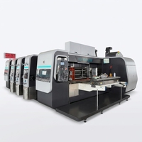 Machine d'impression et de découpe flexographique automatique haute vitesse 5 couleurs pour carton ondulé avec rainureuse