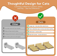 Étagère murale naturelle pour chat en bois avec marches en sisal, pour grimper ou jouer, pour chatons et chats adultes.