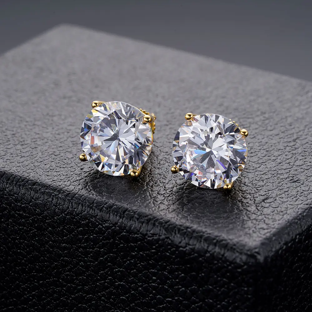 Moda 925 gümüş moissanite cz 3mm 9mm tek taş vida geri saplama küpe erkek