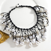 Femmes Punk Sweet Cool Spice Girl Lumière De Luxe Plaqué Or À La Main Tissé Imitation Perle Gland Déclaration Femmes Collier