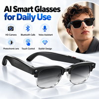 Lunettes intelligentes avec caméra 8MP, enregistrement photo et vidéo 1080P WiFi, reconnaissance d'objets par IA, lentille anti-lumière bleue, commande vocale, IP66