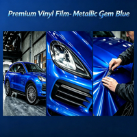 Film de protection de voiture en vinyle métallisé bleu gemme, sans bulles d'air, pour changement de couleur