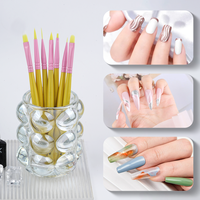 Nuevo Set Profesional de 7 Pinceles de Precisión Anti-Desprendimiento con Mango de Abedul Sólido para Manicura, Delineado y Arte Ombre