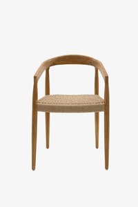 Silla de Comedor con Brazos de Madera de Teca y Asiento de Cuerda Color Marrón Leche - Muebles de Teca Hechos en Java, Indonesia - Product Image 5