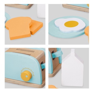 Happy Earth-Toaster Pop-Up en bois pour les tout-petits Interactive Pretend Play Breakfast Cooking <span class=keywords><strong>Kitchen</strong></span> Role Early Learning <span class=keywords><strong>Fun</strong></span> - Product Image 4