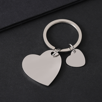 Porte-clés en acier inoxydable Ywyougang personnalisable avec double cœur, breloque vierge pour cadeau personnalisé et bricolage