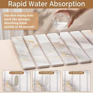 Tappetino Asciugapiatti per Piano Cucina, Motivo Marmo, Asciugatura Rapida, Pieghevole, in Terra Diatomacea di Grado Alimentare, Assorbente per Utensili - Product Image 5