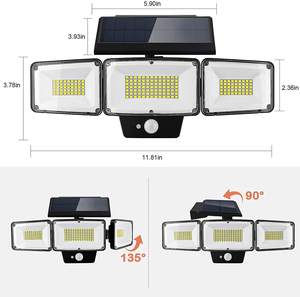 Năng lượng mặt trời cảm biến chuyển động <span class=keywords><strong>Led</strong></span> tường ánh sáng ABS IP65 không thấm nước cho vườn & Sân sử dụng ngoài trời với Góc chùm 360 - Product Image 5