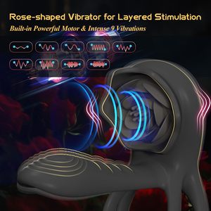 LOVE.A rose <b>Vibrating</b> Cock Ring with APP and <b>Remote</b> <b>Control</b> double rings Clitoral Stimulation Passion - Product Image 2