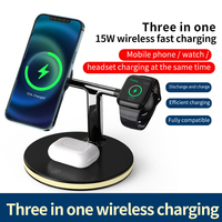 Chargeur sans fil électrique 3-en-1 en gros pour montre, magnétique puissant et réglable pour iPhone 17, support de chargeur de bureau pour écouteurs, veilleuse
