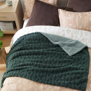 Hot Bán Biểu Tượng Tùy Chỉnh <span class=keywords><strong>Sherpa</strong></span> Lông Cừu Chăn 100% <span class=keywords><strong>Polyester</strong></span> Siêu Mềm 3D Jacquard Vải Hai Mặt Thân Thiện Với Môi Giường Sofa - Product Image 4