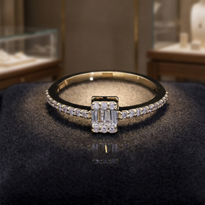 แหวนหมั้นผู้หญิงทองคำขาว 14K ชุบโรเดียม ประดับเพชรธรรมชาติทรงบริลเลียนต์ ดีไซน์แบบวงแหวนล้อมเพชร สำหรับงานแต่งงาน - Product Image 4