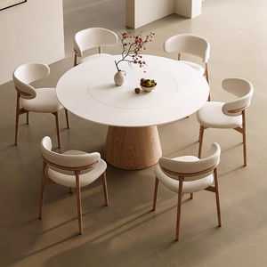 <span class=keywords><strong>Table</strong></span> à manger ronde en bois massif de luxe avec plateau tournant en pierre, meubles de salle à manger de <span class=keywords><strong>cuisine</strong></span> moderne, ensemble de <span class=keywords><strong>table</strong></span> à manger ronde - Product Image 1
