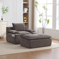 Canapé modulaire sectionnel avec ottoman, porte-gobelets intégré, poche latérale, fauteuil d'appoint pour salon
