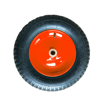 Roue pleine en caoutchouc noir 3.50-8 2PR avec jante métallique verte pour chariot à main, chariot à roulettes, axe de 4 pouces, OEM, usine de Qingdao