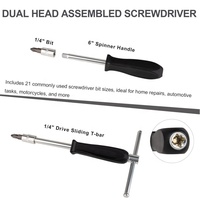 Ensemble d'outils compact et économique de 46 pièces pour réparation automobile, comprenant un jeu de douilles à cliquet de 1/4 pouce, des douilles à embout et une barre d'extension