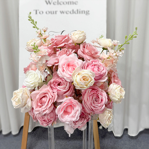 Full Oval Blush Pink Ivory Blooms Faux Floral Swag Wedding Entrance Welcome Sign Decor - Product Image 2