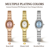 Montre à quartz pour femme, étiquette privée OEM, boîtier en alliage doré, minimaliste, étanche 3ATM, logo personnalisé, fermoir bijou, directement de l'usine