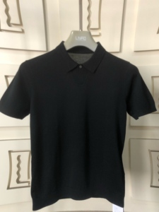 Herren Casual Sommer Kurzarm V-Ausschnitt Poloshirt Atmungsaktiv Poliert 100% Baumwolle Strick Stretch Golfshirt für OEM ODM - Product Image 4